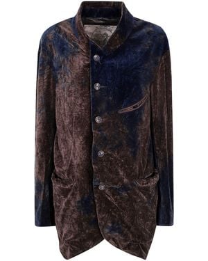 Ziggy Chen Velvet Stand Collar Blazer - Blue