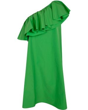 Essentiel Antwerp "Juicer" Asymmetric Ruffle Dress - Green