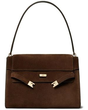 Tory Burch Lee Radziwill Suede Large Shoulder Bag - Brown