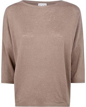 Ma'ry'ya Linen & Cotton Oversized T-Shirt - Brown