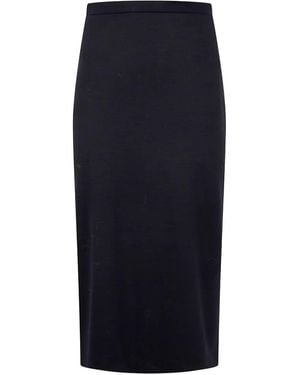 Harris Wharf London Midi Skirt Superfine Merino - Blue