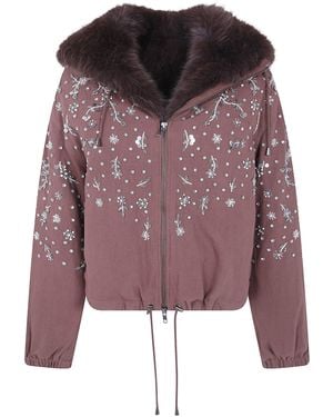 DR. HOPE Canvas And Fur Jacket "Soleil Bright" - Purple