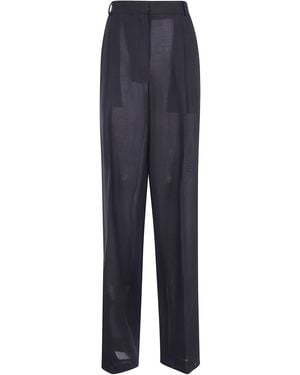 Tom Ford Light Virgin Wool Tailored Wide Leg Pleated Straight Trousers - Blue