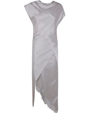 JW Anderson Asymmetric Lace Trim Layered Dress - Grey