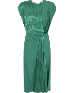 Versace Cocktail Dress Silk Viscose "Rhombuses" Jacquard - Green