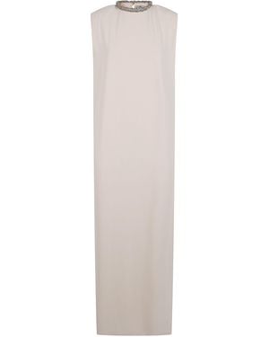 Elisabetta Franchi Jewelled Sleeveless Maxi Dress - White