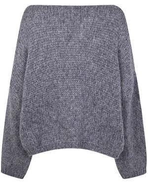 Nuur Maglione A Collo Barca A Maniche Lunghe - Grigio