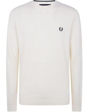 Fred Perry Pique Stitch Jumper - White