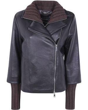 The Jackie Leathers Leather Jacket With Gilet "Gemini" - Grey