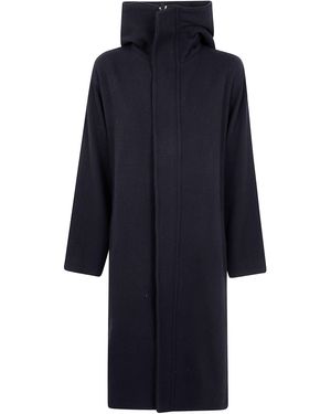 Y's Yohji Yamamoto "Vintage Flannel" Hoodie Coat - Blue