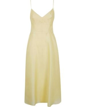 Alberta Ferretti Triple Organza Midi Round Dress - Yellow