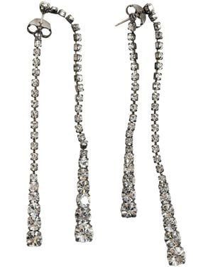 Helene Zubeldia Crystal Earrings Duo Pins - White