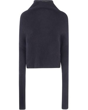 Rick Owens Long Sleeves Crater Neck Tee - Blue
