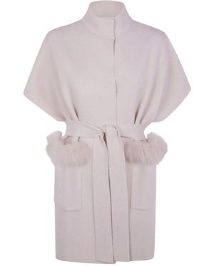 D.exterior D. Exterior Cashmere Double Fox Cape - White