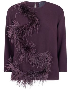 Antonelli Top Feathered Round Neck "Mango" - Purple