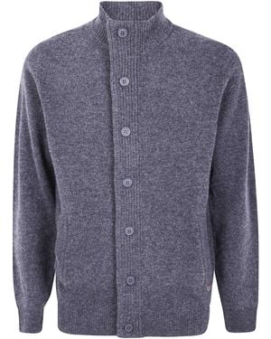 Barbour "Essential Patch Zip Through" Knitwear - Blue