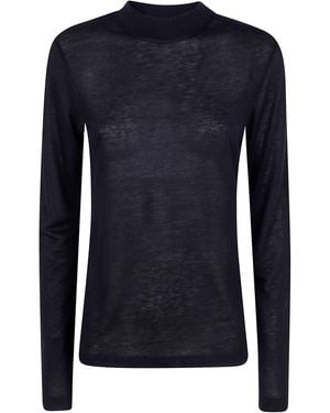 Filippa K Top Mock Neck "Lyocell Cashmere" - Blue