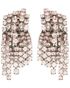 Helene Zubeldia "Timeless" Crystal Waterfall Earrings Clips - White