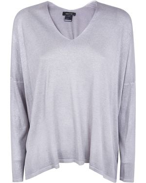 Avant Toi Laminated Hand Painted Oversize V Neck Pullover - Purple