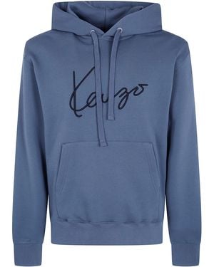KENZO Sweatshirt Hooded Signature" - Blue