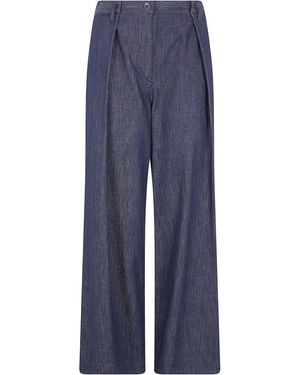 Brunello Cucinelli Crop Wide Leg Pants - Blue