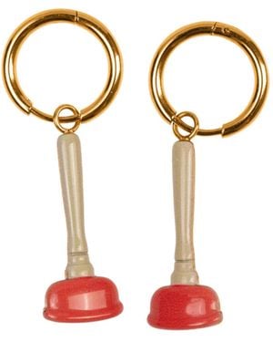 Seletti "Toiletpaper Sturalavandino" Pendant Earrings Stainless Steel - White