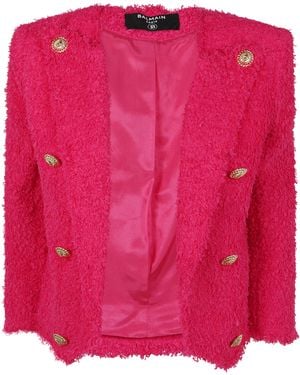 Balmain 8 Button Tweed Spencer Jacket - Pink