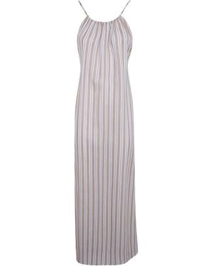 Semicouture Stripe Midi Dress - White
