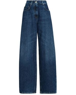 Brunello Cucinelli Wide Leg Denim Pants - Blue