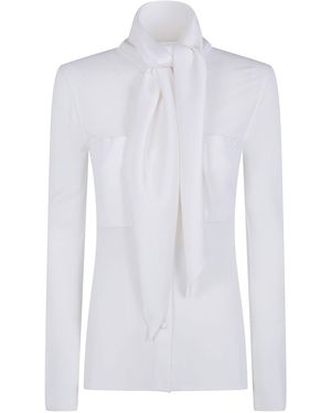 Courreges Shirt Satin Scarf Collar Jersey - White
