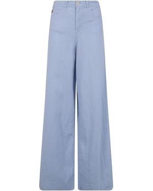 Lois Arlene Extra Wide Leg Linen Pants - Blue