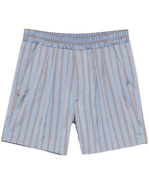 Tom Ford Silk Jacquard Regular Stripe Pleated Lounge Shorts - Blue