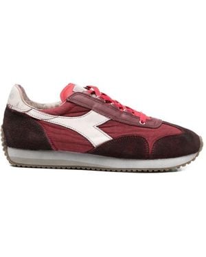 Diadora Heritage Equipe Dirty Stone Wash Vintage Trainers - Red