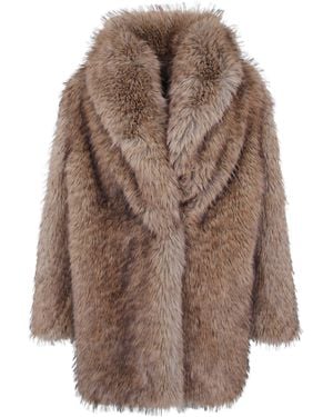 Frankie Shop Short Faux Fur Coat "Belle" - Brown