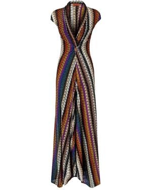 Missoni Long Striped Dress With Lurex - White