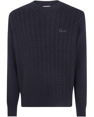 KENZO Signature" Cable Knit Jumper - Blue