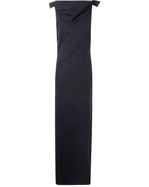 Jean Paul Gaultier Long Backless Dress With Belt On The Back - Blue