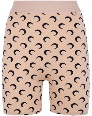 Marine Serre "Moon" Printed Jersey Mini Shorts - Natural