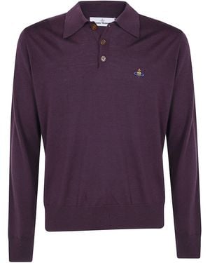 Vivienne Westwood Long Sleeve Polo "Mark" - Purple