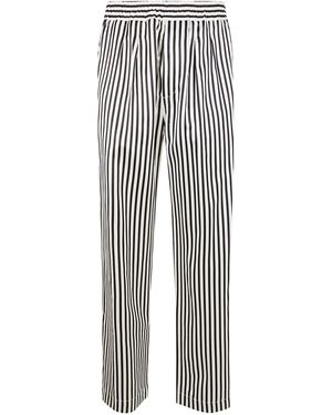 Tom Ford Fluid Silk Baton Stripe Pleated Piping Lounge Trousers - Grey