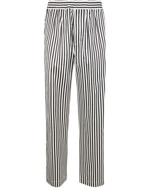 Tom Ford Fluid Silk Baton Stripe Pleated Piping Lounge Trousers - Grey