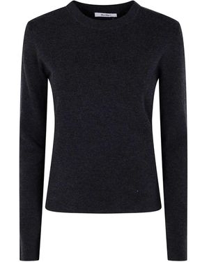 Max Mara Pure "Ticino" Maglione A Maniche Lunghe Con Collo Rotondo - Blu