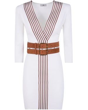 Elisabetta Franchi Mini Knit Dress - White