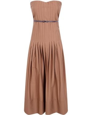 Semicouture Brassiere Popeline Cotton Dress - Brown