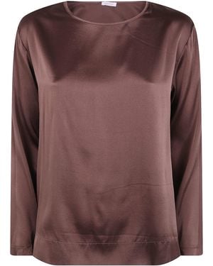Rossopuro Maglione Maniche Lunghe "Silk Blouse" - Marrone