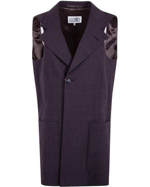 MM6 by Maison Margiela Jacket Neck Long Gilet - Brown