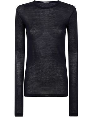 Ann Demeulemeester Fiene Slim Fit Long Sleeves T-Shirt Viscose By Ann - Blue