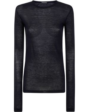 Ann Demeulemeester Fiene Slim Fit Long Sleeves T-Shirt Viscose By Ann - Blue