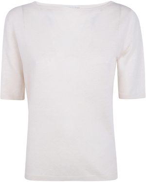 Majestic Maglione A Collo Barca - Bianco