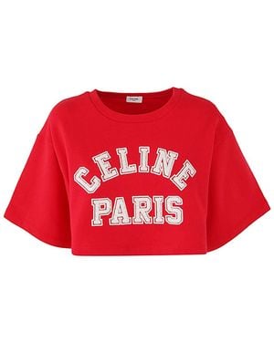 Celine Mini Crewneck Cropped Top - Red